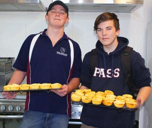 Tyrone and Kynan with pies