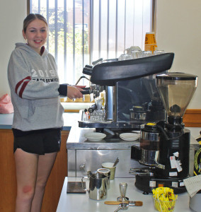 emiley making coffee